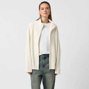 VILZSTUDIOS Cozy Knitted Turtleneck Zipper Cardigan
