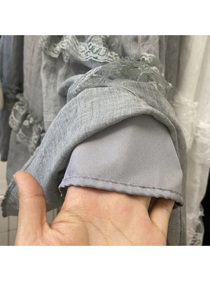 VILZSTUDIOS Gray Lace Patchwork High Waist Skirt