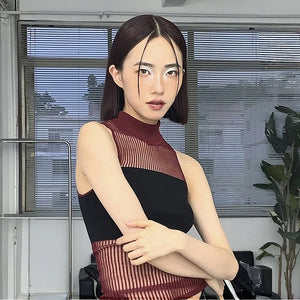 VILZSTUDIOS Grunge See-Through Halter Top