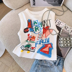 VILZSTUDIOS Hand Painted Y2K Vintage Sleeveless Tank Top