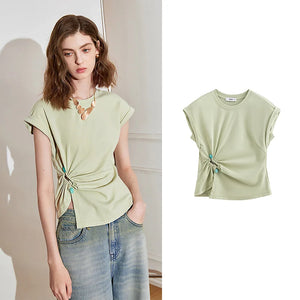 VILZSTUDIOS Lyocell Twisted Design Cotton T-Shirt