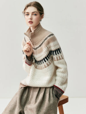 VILZSTUDIOS Luxury Cashmere Zipper Turtleneck Sweatshirt