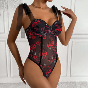 VILZSTUDIOS Sleeveless Lace-Up Bodysuit Sexy Lingerie