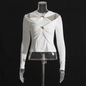 VILZSTUDIOS Sexy Slim Cut Out Long Sleeve Top