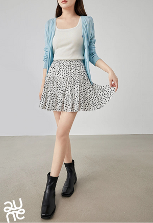 VILZSTUDIOS Floral Bubble Wrinkled Summer Mini Skirt