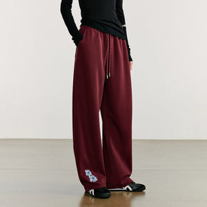 VILZSTUDIOS Green Velvet Embroidered Drawstring Sweatpants