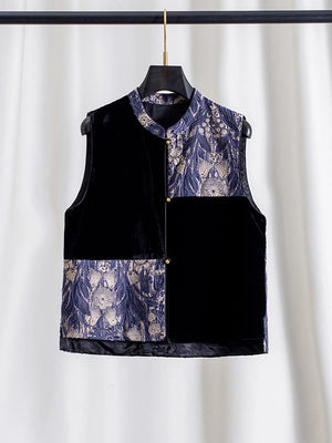 VILZSTUDIOS Luxurious Silk Velvet Jacquard Vest