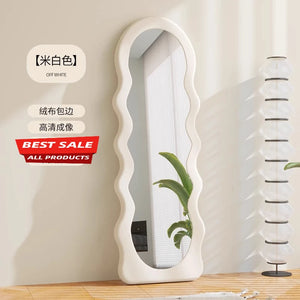 VILZSTUDIOS JC Wave full-body mirror Floor Ultra-clear and non-deforming fitting Cream wind full-length Special-shaped mirror