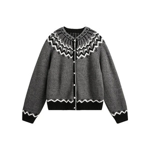 VILZSTUDIOS Velvet Contrast Knit Cardigan Sweater