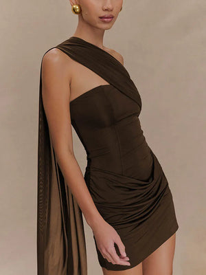 VILZSTUDIOS Sleek One Shoulder Backless Club Mini Dress