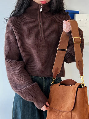 VILZSTUDIOS Turtleneck Semi-Zipper Knitwear Sweater