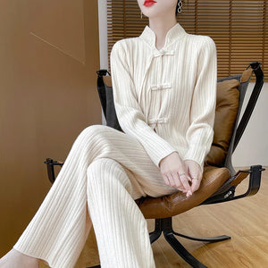 VILZSTUDIOS Elegant Retro Wool Two-Piece Set Pants