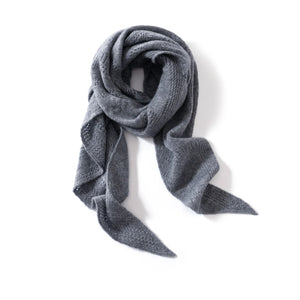 VILZSTUDIOS Women's 100% Cashmere Hollow Triangle Shawl Face Protection Solid Color Scarf Elegant Fashionable Outdoor Banquet For Winter
