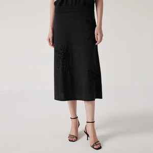 VILZSTUDIOS Luxurious Embroidered Merino Silk Skirt Womens