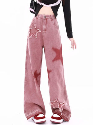 VILZSTUDIOS Vintage Star Patch Loose Wide Jeans