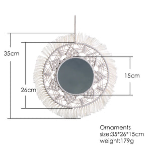 VILZSTUDIOS Decorative Mirrors Wall Decor Macrame Round Mirror Boho Home Decor Mirrors for Bedroom Living Room Bathroom Baby Room Decoration