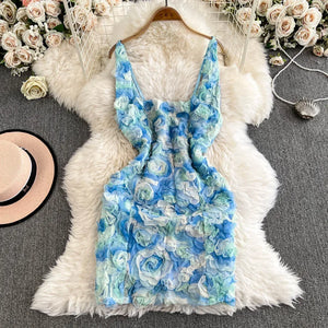 VILZSTUDIOS Floral Lace Elegant Sleeveless Backless Dress