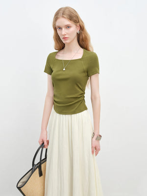 VILZSTUDIOS Slim Fit Square Neck T-Shirt