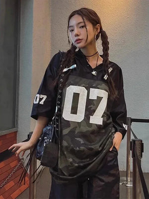 VILZSTUDIOS Vintage Loose Fit V-Neck Jersey T-Shirt