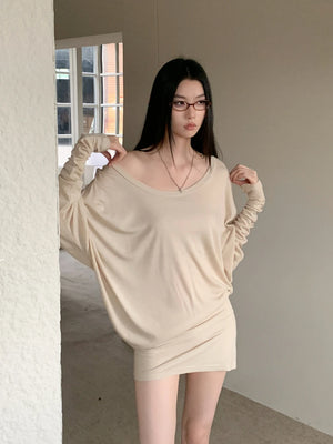 VILZSTUDIOS Cozy Knitted Batwing Casual Long Sleeve Blouse