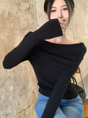 VILZSTUDIOS Off Shoulder Knitwear Sweater