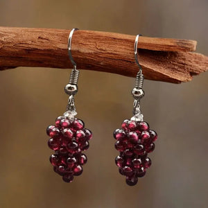 VILZSTUDIOS Garnet Natural Stone Dangle Meditation Earring