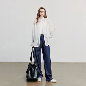 VILZSTUDIOS Stylish Elastic Waistband Wide Leg Pants