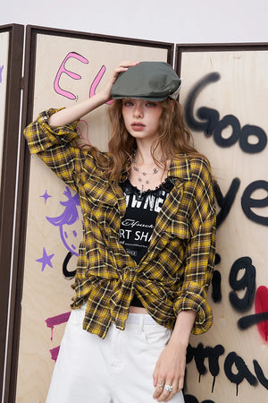 VILZSTUDIOS Casual Loose Plaid Shirt