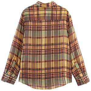 VILZSTUDIOS Plaid Oversized Linen Shirt