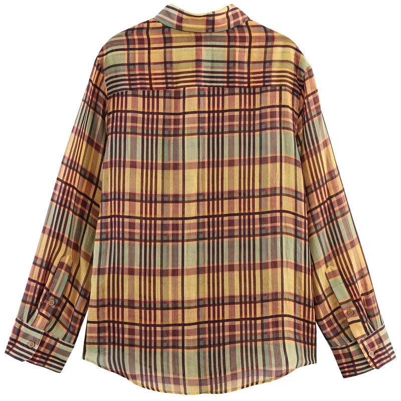 VILZSTUDIOS Plaid Oversized Linen Shirt
