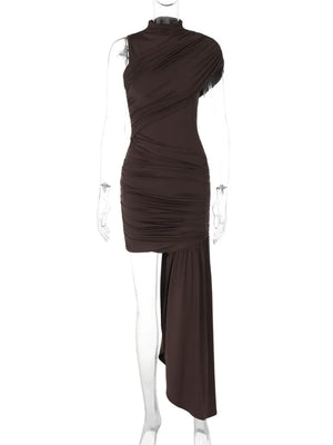 VILZSTUDIOS Elegant Draped Ruched Mini Dress Women