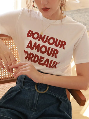 VILZSTUDIOS Bonjour Round Neck T-Shirt