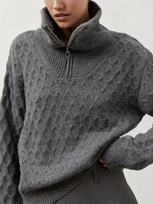 VILZSTUDIOS Chunky Cable Knit Turtleneck Sweater