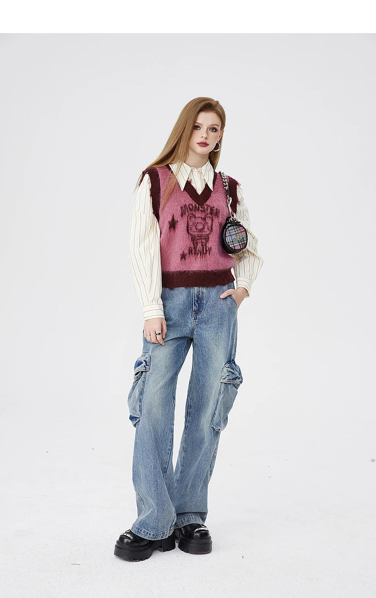 VILZSTUDIOS Jacquard Sweater Preppy Style Shirt