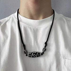 VILZSTUDIOS Adjustable Tibetan Onyx 3 Eyes Pendant Necklace