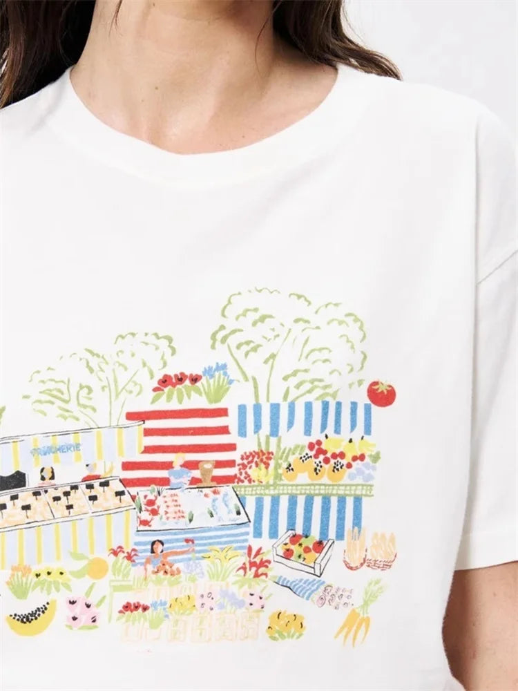 VILZSTUDIOS Cute Cartoon Print T-Shirt