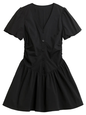 VILZSTUDIOS Black V-Neck Slim Fit Dress