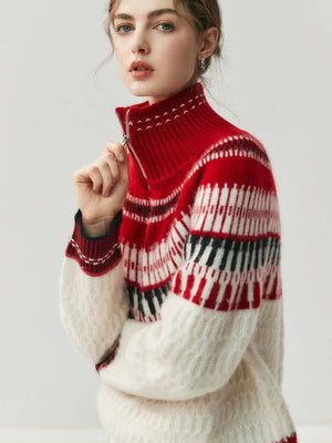VILZSTUDIOS Luxury Cashmere Zipper Turtleneck Sweatshirt