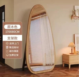 VILZSTUDIOS Bedroom Wooden Mirror Circular Standing Oval Big Decoration Full Body Modern Mirror Living Room Floor Espelhos Home Decorations