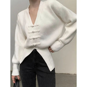 VILZSTUDIOS Chic Vintage Chinese Style Knitted Cardigan