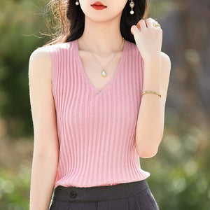 VILZSTUDIOS Casual Knitted Wool V-Neck Vest