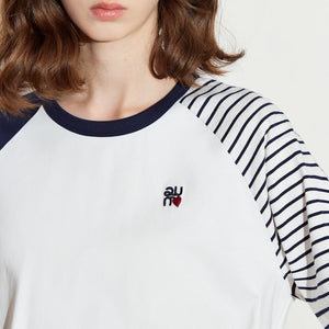 VILZSTUDIOS Contrasting Color Raglan Sleeve Asymmetrical T-Shirt