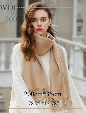 VILZSTUDIOS Winter Scarf Women Wool Scarves Adult Scarves for ladies 100% Wool scarft women Fashion Cashmere Poncho Wrap