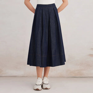 VILZSTUDIOS Luxury High Quality Linen Denim Skirt