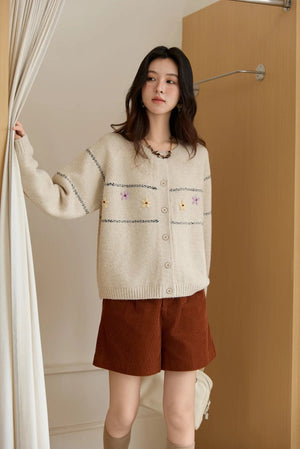 VILZSTUDIOS Blue Knit Floral Cardigan