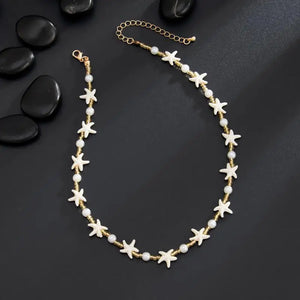VILZSTUDIOS Vintage Crystal Bead Shell Necklace