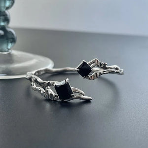 VILZSTUDIOS Geometric Black Square Irregular Silver Bracelet