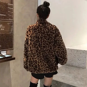 VILZSTUDIOS Leopard Print Fuzzy Jacket