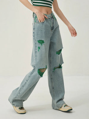 VILZSTUDIOS High Waist Wide Leg Ripped Jeans