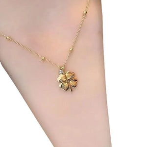 VILZSTUDIOS Stainless Steel Trendy Hollow Four Leaf Flower Necklace
